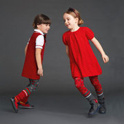 悦小恬2018年童装女童羊绒大红色短袖，毛衣裙(毛衣裙)童装女童连衣裙