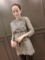 上下架计划:蘑菇街女装潮2014秋冬欧洲站蕾丝中长款真兔毛马甲套装连衣裙4264