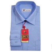 男衬衫长袖纯色天蓝色商务正装衬衫牛津纺免烫衬衣职业工作服