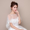 新娘披肩薄款网纱白色蕾丝，夏季结婚前短后长斗篷婚纱礼服披肩