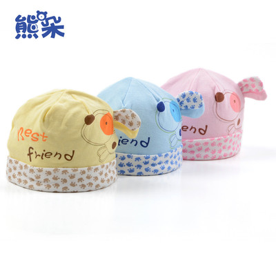 婴儿帽子秋冬男女童韩国0-3个月新出生纯棉胎