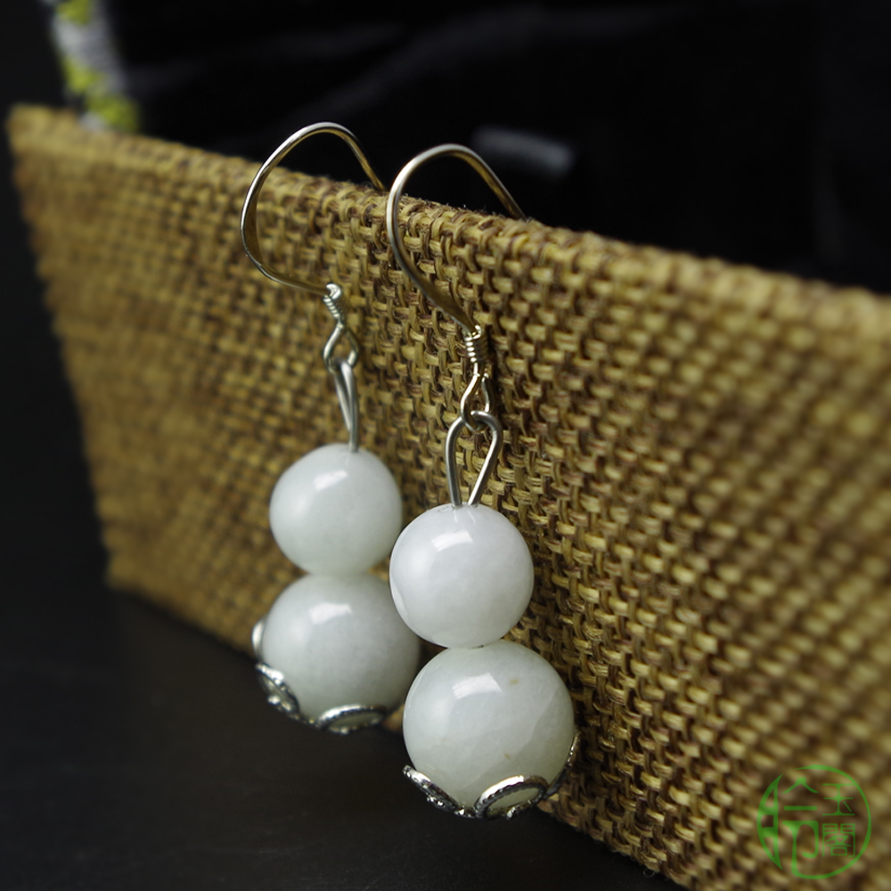 quality goods natural a cargo Jade Earrings personality Silver inlaid jade gourd Earrings 925 Tremella hook Earrings Earringsin the Jewelry/Diamond/Jade/Gold , Jade (New) , Earring category - from Buy2taobao.com to provide professional Taobao agent buy service