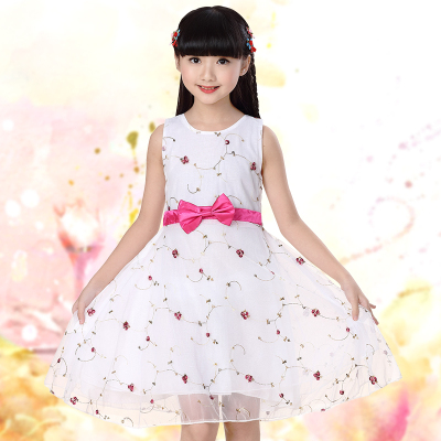 大童休闲公主裙纱裙 女孩无袖小孩连衣群子 - 