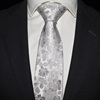 Ptah Atum 宴会领带 商务 白色花纹真丝正装结婚领带 时尚男领带