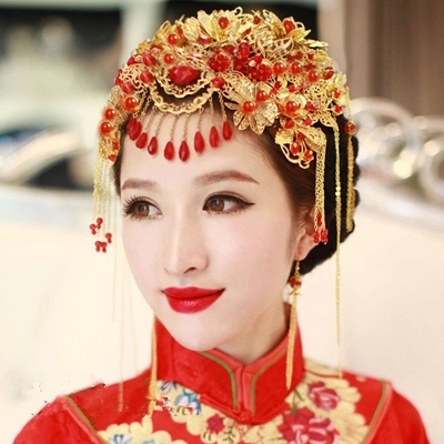 古装新娘头饰中式秀禾服结婚发饰婚礼凤冠礼服旗袍皇冠龙凤挂额饰|msdalam kategori Aksesori/Barang Kemas Fesyen, Aksesori rambut - dari Buy2taobao.com untuk memberikan perkhidmatan ejen Taobao profesional membeli
