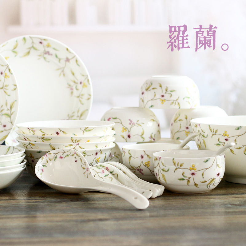 罗兰 唐山骨瓷餐具套装中式陶瓷餐具28头盘子碗套装|msdalam kategori pinggan mangkuk, pinggan mangkuk, Pinggan mangkuk porselin saman - dari Buy2taobao.com untuk memberikan perkhidmatan ejen Taobao profesional membeli
