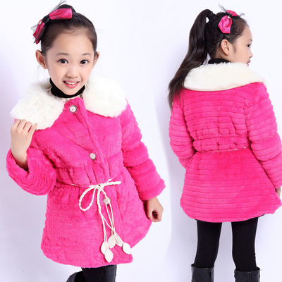 标题优化:童装女童冬装2014新款韩版童外套中小童儿童白毛领大衣