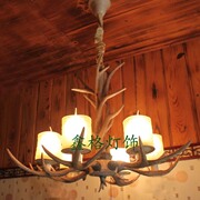 鹿角灯美式乡村吊灯复古欧式客厅灯具树脂酒，吧台个性创意吊灯