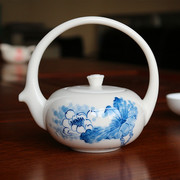 台湾陶瓷一壶两杯 手绘青花瓷 功夫茶具套装 个人办公茶具 提梁壶