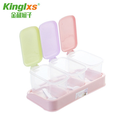 【天猫超市】金利厨房三组方形调味调料盒调味罐调味瓶8339