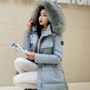 反季潮韩版羽绒服女中长款加厚修身奢华貉子大毛领，羽绒衣外套