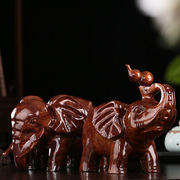 红木雕刻工艺品翘鼻子大象摆件 实木质卷鼻木象葫芦客厅玄关摆设