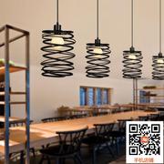 个性咖啡馆吊灯创意铁艺餐厅，吊灯美式乡村，复古吊灯弹簧工业吊灯