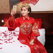 2019秀禾服新娘礼服，中式结婚礼服红色，敬酒嫁衣复古旗袍秀和服