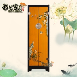 中式彩绘家具仿古手绘家具衣柜门厅玄关装饰储物立柜仿古高柜衣柜