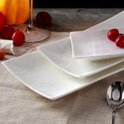 创意盘子陶瓷长方条盘平盘纯白色，酒店餐具日式寿司，碟子西餐厅盘子