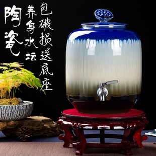 景德镇陶瓷水缸带龙头大号过滤饮水机家用泡茶水壶储水桶10升30斤
