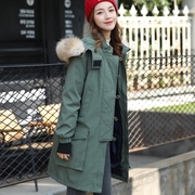 2017冬季韩版两件套军工装貉子大毛领加厚羽绒服女高俊熙同款外套