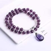 天然紫水晶项链，项坠女士情侣款多层宝石，水滴切面饰品