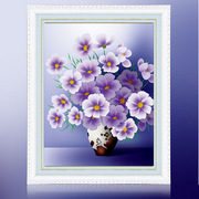 3d十字绣客厅浪漫紫色，精准印花立体5d十字绣套件花瓶系列