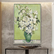 梵高油画永恒白玫瑰壁画，无框画现代欧式客厅装饰画，玄关画装饰画