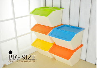 标题优化:包邮厨房盖视收纳箱塑料整理箱可叠加儿童零食玩具收纳盒储物箱