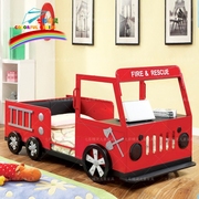 创意定制青少年男孩卡通红色消防车汽车床儿童床儿童房家具实木床