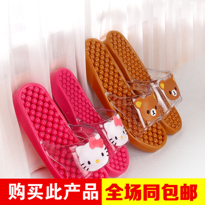 韩国情侣浴室卡通脚底按摩拖鞋 男女塑料水晶