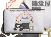 白熊咖啡馆企鹅咖啡厅熊猫手拿包帆布包笔袋，零钱手机包收纳(包收纳)袋子