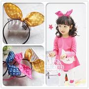 韩国韩版儿童发饰品可爱兔，耳朵儿童发箍立体波点可调节宝宝头箍