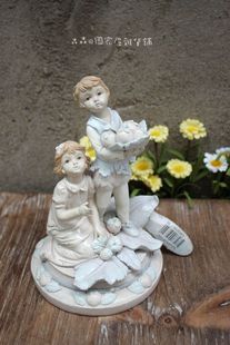 古董娃娃立体浮雕彩绘，树脂美式乡村礼物创意，家居新婚房装饰摆件