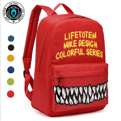 齿涂鸦双肩包 男女原宿街头个性潮包中学生书