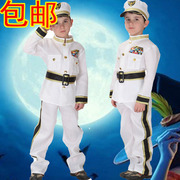 cos万圣节儿童角色服装影视主题，装扮服警察服白色帅气小海军服
