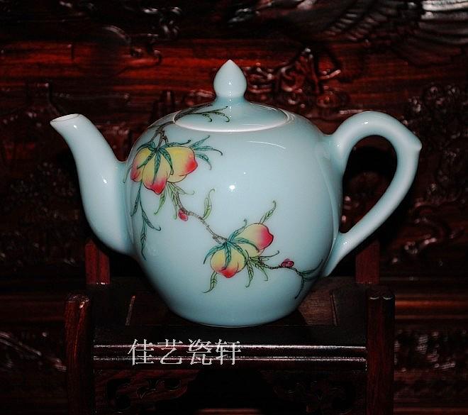 景德镇陶瓷精品手绘寿桃功夫茶壶茶具餐饮具手持壶单壶手工杯包邮在类目 餐饮具, 茶具, 茶壶中 - 来自Buy2taobao.com提供专业的淘宝代购服务