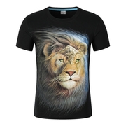 男士夏季3d棉短袖t恤宽松大码动物狮子潮牌时尚，休闲个性男装半袖