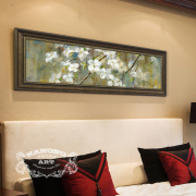卡农酒店配画 美式横向长条幅有框画 客厅卧室床头挂画欧美画芯