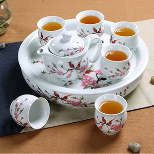 功夫茶具宜兴紫砂茶具套装陶瓷，整套组双层隔热茶盘配件冰裂茶具