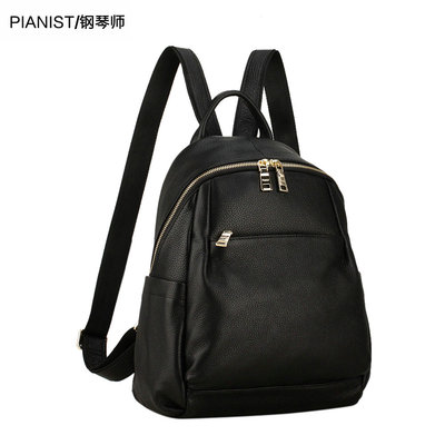 钢琴师真皮双肩包女包头层牛皮户外休闲背包2