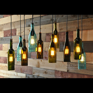 北欧美式复古彩色洋啤酒瓶吊灯工，业风创意餐厅咖啡厅酒吧台装饰灯