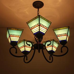 蓝色客厅灯地中海风情，铁艺吊灯3-8头餐厅，卧室多头吊灯蒂凡尼吊灯