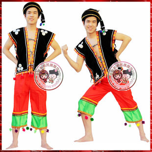民族男装景颇族佤族黎族服装男士民族舞蹈演出服装云南少数民族服