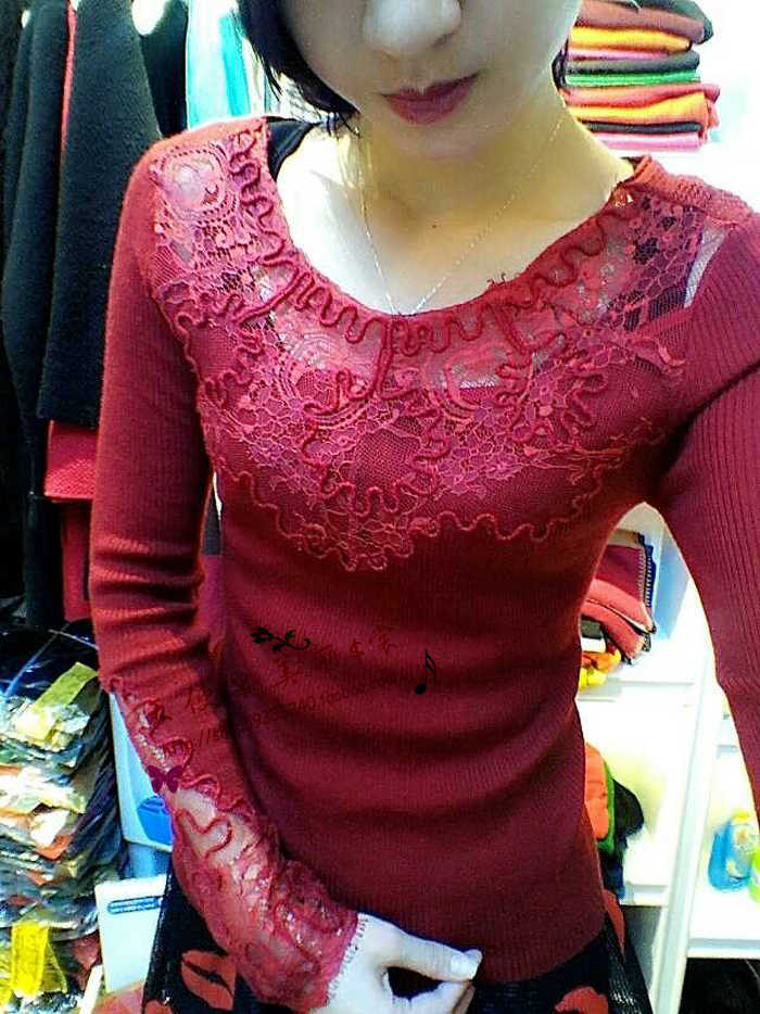 five sister Hong Kong Five sisters quality goods 2014 Lace V-neck Self cultivation Show thin Bottoming sweater EI5051in the Women's clothing/Boutique , Sweaters category - from Buy2taobao.com to provide professional Taobao agent buy service