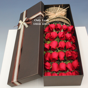 三八节33朵红粉白香槟玫瑰花束礼盒上海鲜花速递同城花店小时达送