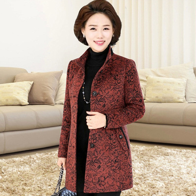 中老年女装秋装毛呢外套50-60岁中年人妈妈装