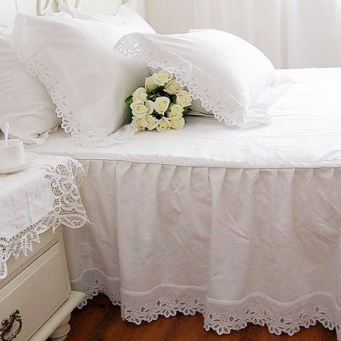 European version of the new ** white Hollow Embroidery Satin pure cotton Bed skirt sheet Bedspreadin the Bedclothes , Bed skirts category - from Buy2taobao.com to provide professional Taobao agent buy service