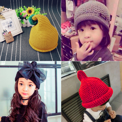 冬季宝宝帽子儿童毛线帽 韩版婴儿帽男女童 针织帽保暖奶嘴帽包邮