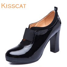 KISS CAT/接吻猫专柜正品 2014粗跟鞋圆头深口女单鞋K33285-07图片