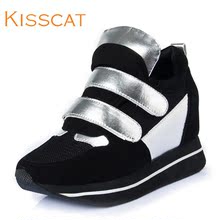 kisscat接吻猫 2014秋季新品圆头时尚拼接运动风休闲鞋魔术贴女鞋图片