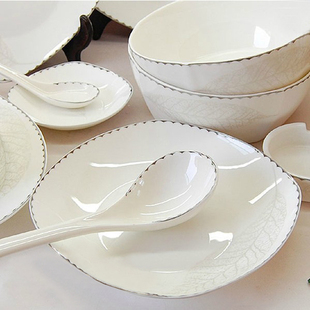 景德镇陶瓷56头新中式骨瓷餐具套装日式碗碟盘筷家用结婚乔迁