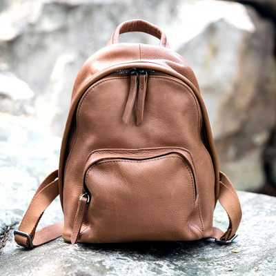 咖东家新款真皮女包双肩包轻便背包韩版时尚手提精致中包旅行包潮